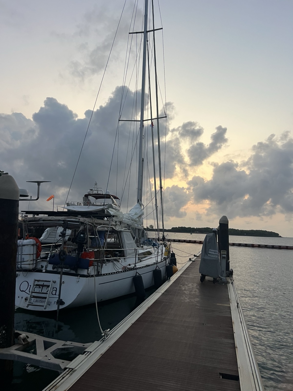 Dawn on departure day. Quetzal, Ft. Lauderdale FL, currently 11,000 miles from Ft. Lauderdale.